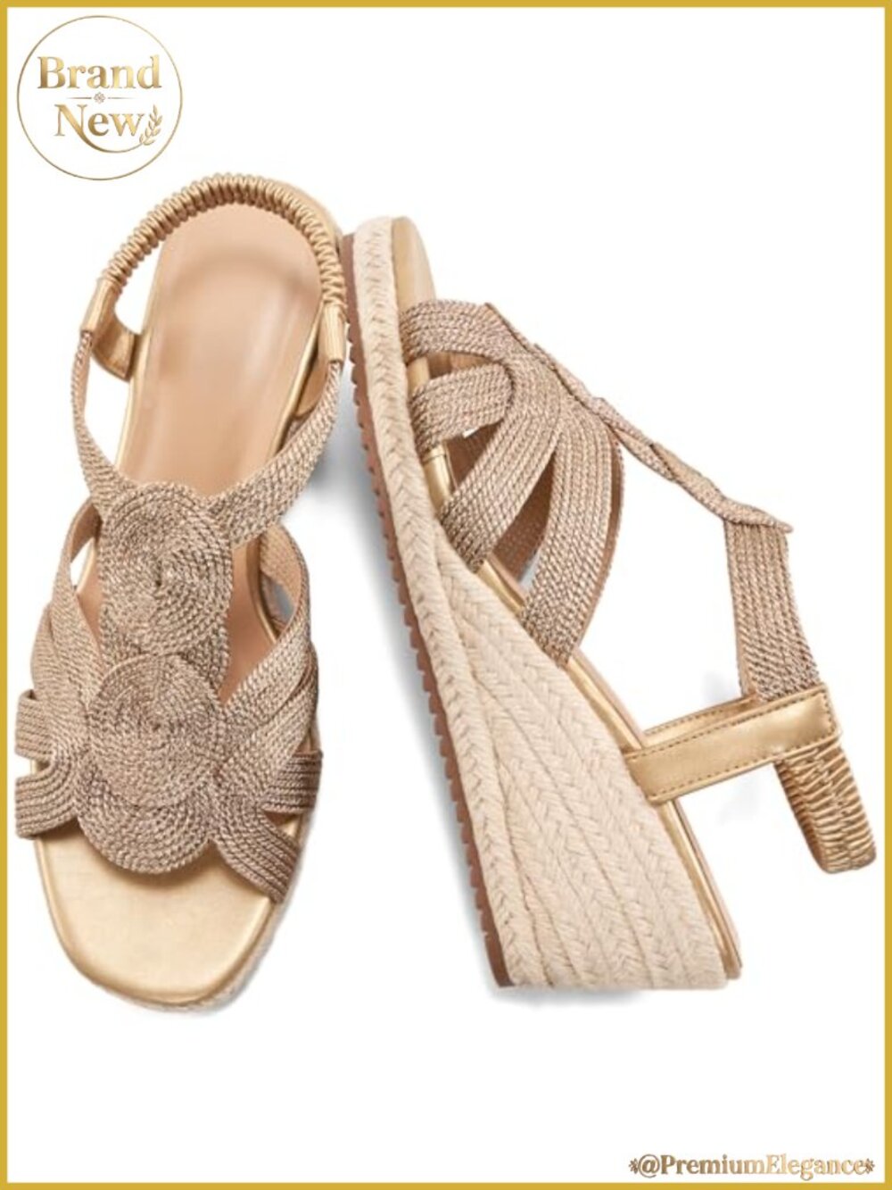 Women's Espadrille Wedge Sandals Open Toe Elastic Ankle Strap Platform Heels